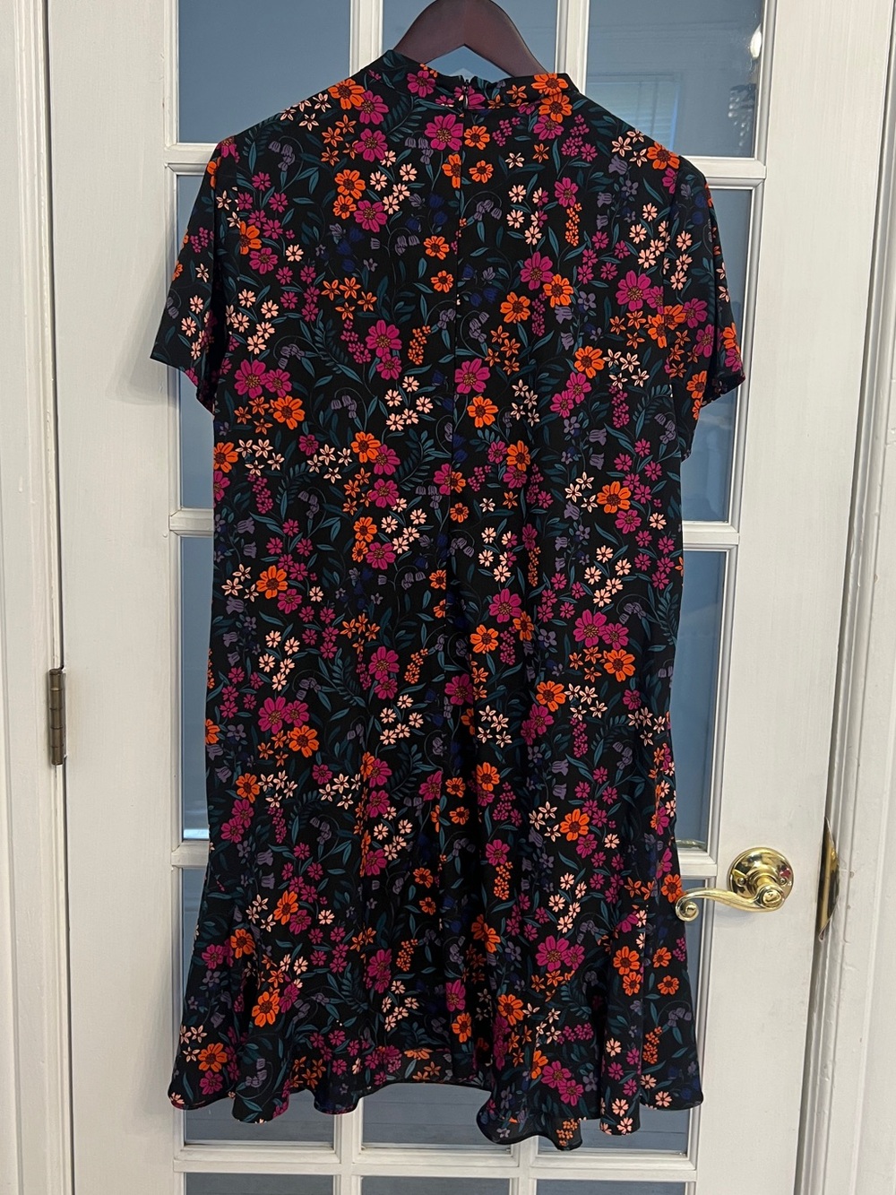 CECE Women’s Floral Tie Neck A-Line Midi Dress Black Pink Orange Plus 16W - Picture 2 of 5